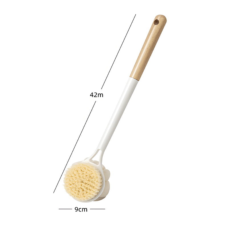 Cepillo de baño de doble lado Loofah natural con mango de madera